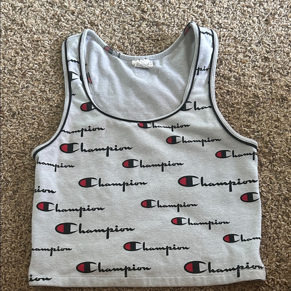 Champion Logo Print Gray Tank